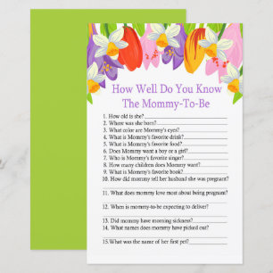 Papier Tulip jeu de baby shower combien connaissez-vous b