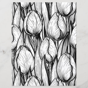 Papier Tulipes en noir et blanc
