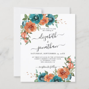 Papier Turquoise Burange Orange Budget Rust Faire-part de