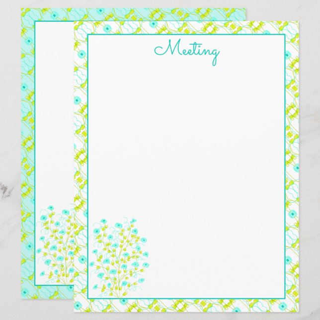 Papier Turquoise et vert citron (Devant / Derrière)