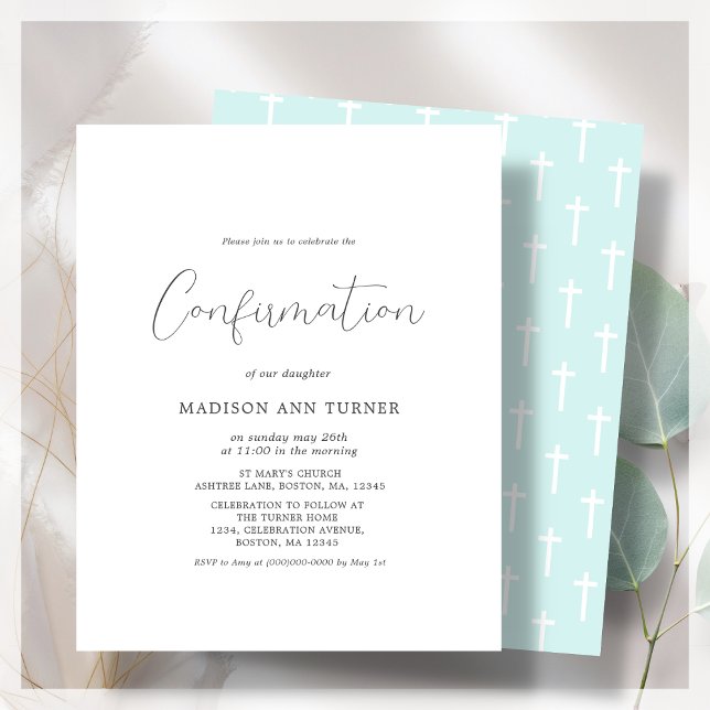 Papier Turquoise moderne | Confirmation de l'invitation b (Créateur téléchargé)