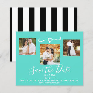 Papier Turquoise Sarcelle & Rayures Noires Photo Enregist