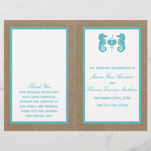 Papier Turquoise Seahorse Burlap Beach Wedding Collection