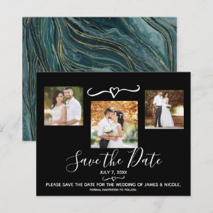Papier Turquoise Teal Or Photo De Mariage Enregistrer La 