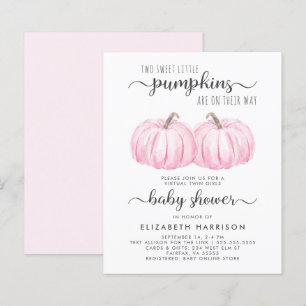 Papier Twin Girls Rose Citrouille Baby shower Invitation