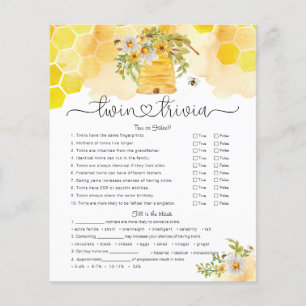 Papier Twin Trivia Honey Bee Baby shower Jeu