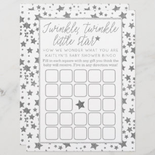 Papier Twink, Twinkle Little Star Baby shower Bingo