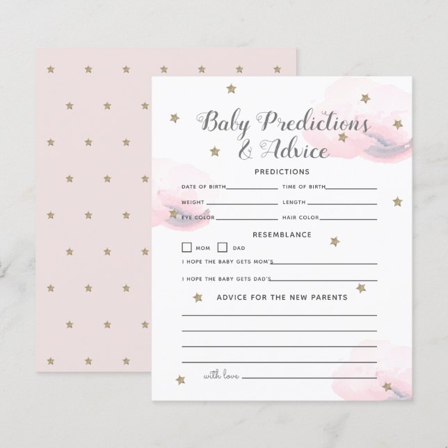 Papier Twinkle Little Star Rose Baby Prédictions et conse (Devant / Derrière)