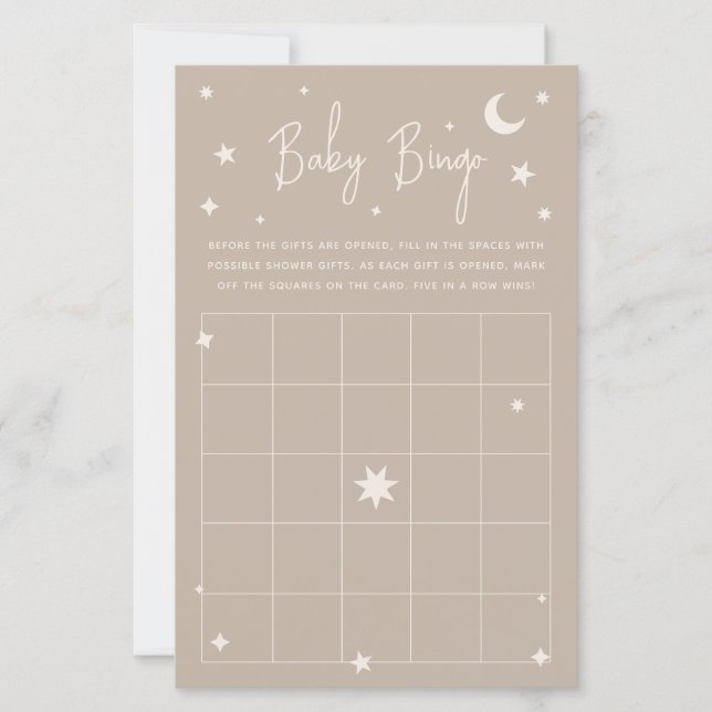 Papier Twinkle Twinkle Little Star Baby Shower Bingo Card (Devant)