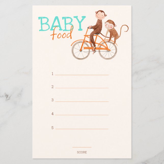 Papier Twins Baby shower mignon singe double problème (Devant)