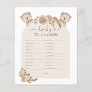Papier Twins Enceintes ours Word Scramble Baby shower Jeu