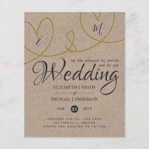 Papier Tying Knot TYPOGRAHY Wedding Invite - Kraft Look