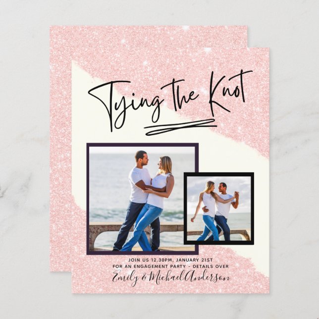 Papier Tying The Knot - Photo Engagement Party Invitation (Devant / Derrière)