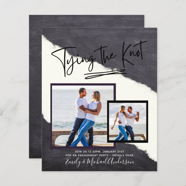 Papier Tying The Knot - Photo Engagement Party Invitation (Devant / Derrière)