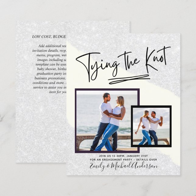 Papier Tying The Knot - Photo Engagement Party Invitation (Devant / Derrière)