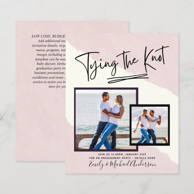 Papier Tying The Knot - Photo Engagement Party Invitation (Devant / Derrière)