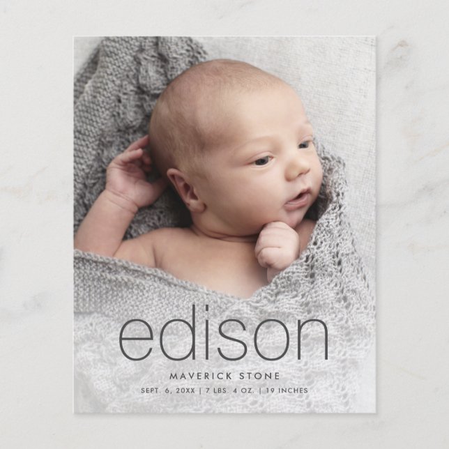 Papier Type de budget Faire-part de naissance photo bébé (Devant)