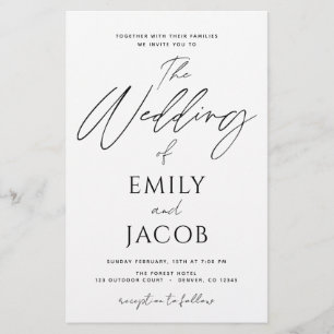 Papier Typographie de script noir blanc du Mariage budgét