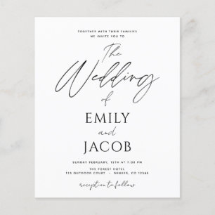 Papier Typographie de script noir blanc du Mariage budgét