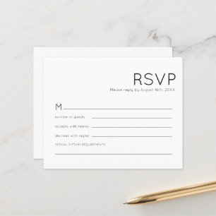 Papier Typographie du budget Noir Blanc Mariage RSVP
