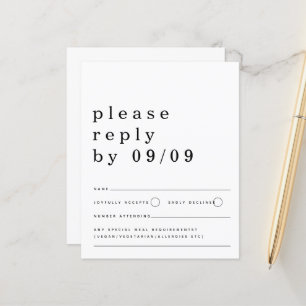 Papier Typographie du budget Noir Blanc Mariage RSVP