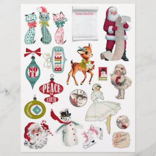 Papier Un adorable ensemble d'Embellissements de Noël rét