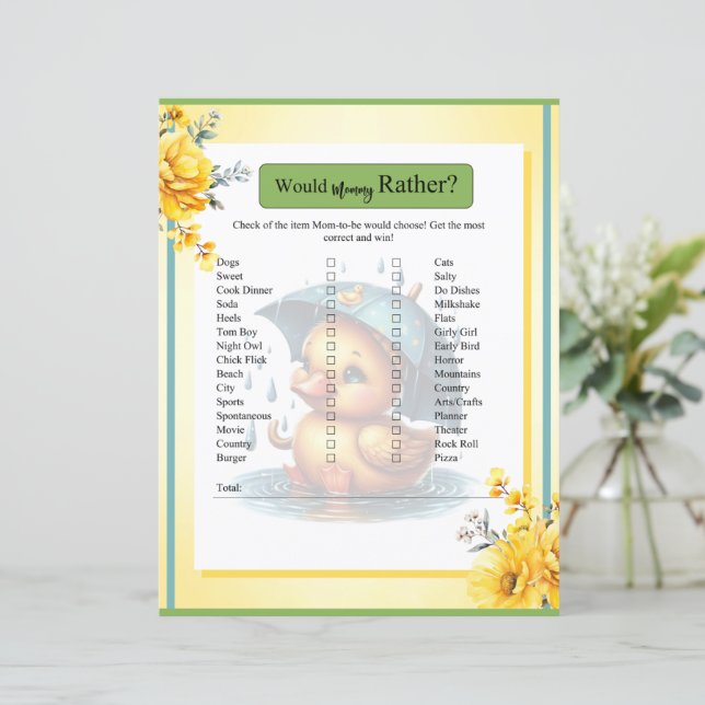Papier Un Baby shower De Canard En Caoutchouc Mignonne Se (Debout devant)