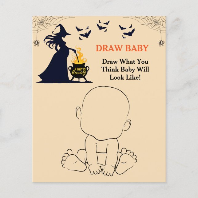Papier Un bébé brasse des jeux de Baby shower d'Halloween (Devant)