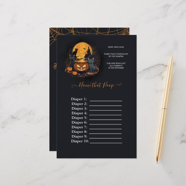 Papier Un Bébé brasse Le Jeu De Poo Baby shower Halloween (Devant/Arrière en situation)