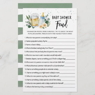 Papier Un bébé verdoyant brasse un Baby shower féodé jeu