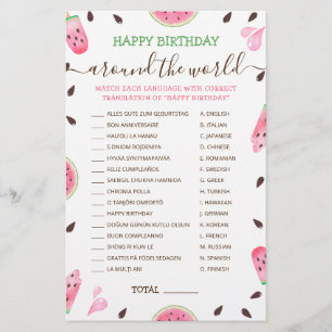 Papier Un Dans Un Melon Joyeux Anniversaire Dans Le Monde