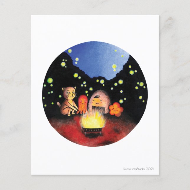 Papier Un feu de camp avec de bons amis (Devant)