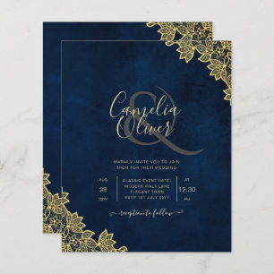 Papier Un mariage tout en 1 en dentelle d'or invite QR Co