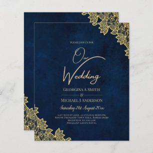 Papier Un mariage tout en 1 en dentelle d'or invite QR Co