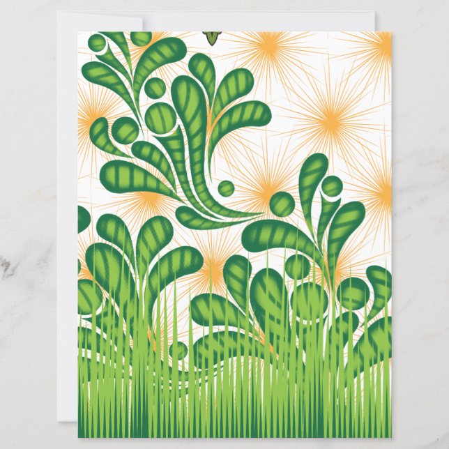 Papier Un motif artistique vert et or représentant un arb (Devant)