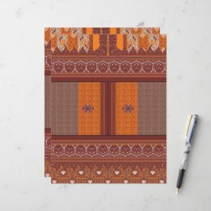 Papier un motif de point de croix en orange et marron