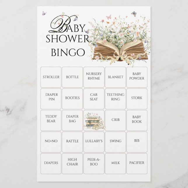 Papier Un Nouveau Chapitre Commence Baby shower Bingo Jeu (Devant)