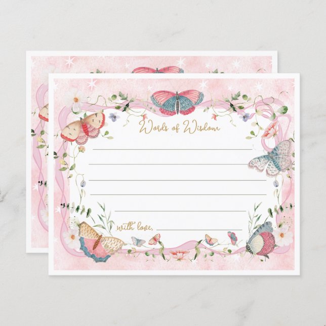 Papier Un Papillon Bébé Est En Chemin Conseil Baby shower (Devant / Derrière)