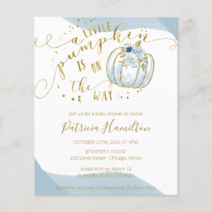 Papier Un petit budget Citrouille Baby shower garçon Invi