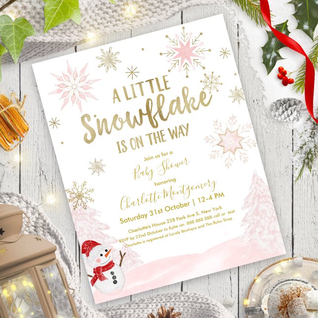 Papier Un petit flocon de neige Invitation Baby shower bu (Créateur téléchargé)