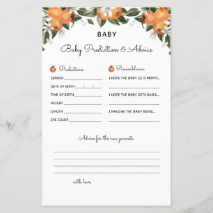 Papier Un petit jeu de Baby shower de Cutie Prédiction et