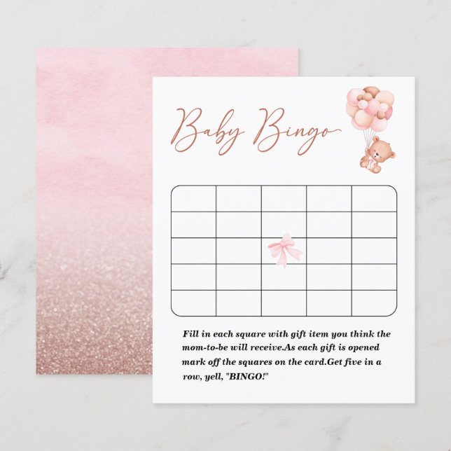 Papier Un petit jeu de bingo pour bébé ours guindé (Devant / Derrière)