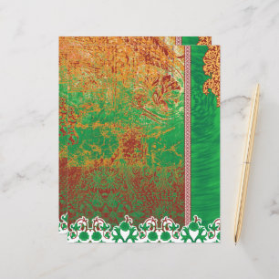 Papier un tableau d'un champ vert avec une bordure orange