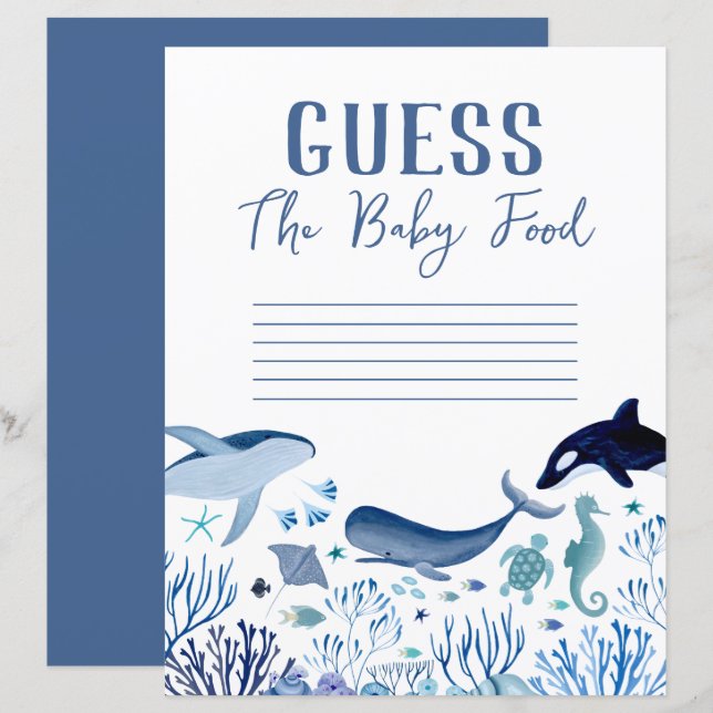 Papier Under the Sea Guess the Baby Food Games (Devant / Derrière)