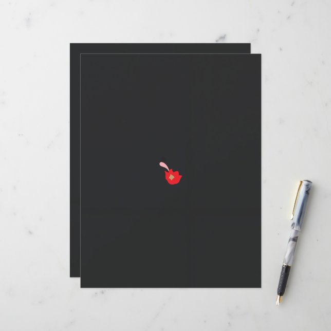 Papier une fleur rouge avec un arrière - plan noir (Devant/Arrière en situation)