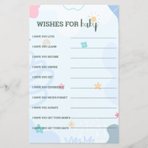 Papier Une petite prévision de Baby shower des jeux Cutie