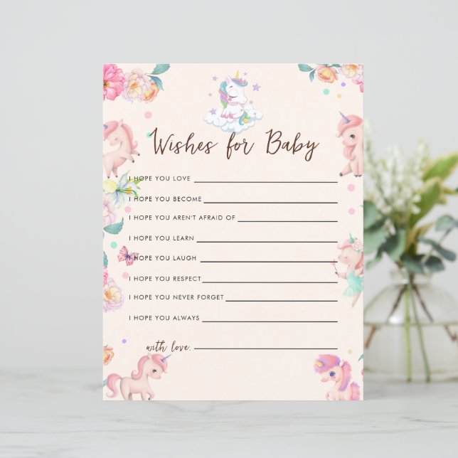 Papier Unicorn Baby shower Game Wives for Baby (Debout devant)