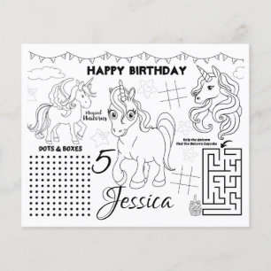 Papier Unicorn sets de table, Unicorn activité & colorati