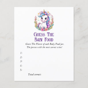 Papier Unicorn The Baby Food Baby shower Jeu