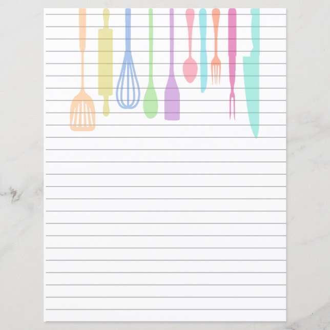 Papier Ustensiles de Cuisine rétro (Devant)